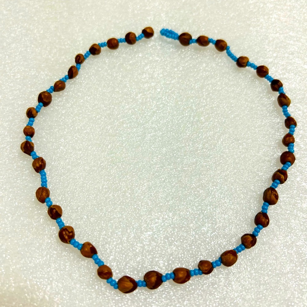 Blue and Brown Beaded Choker (15 inches)